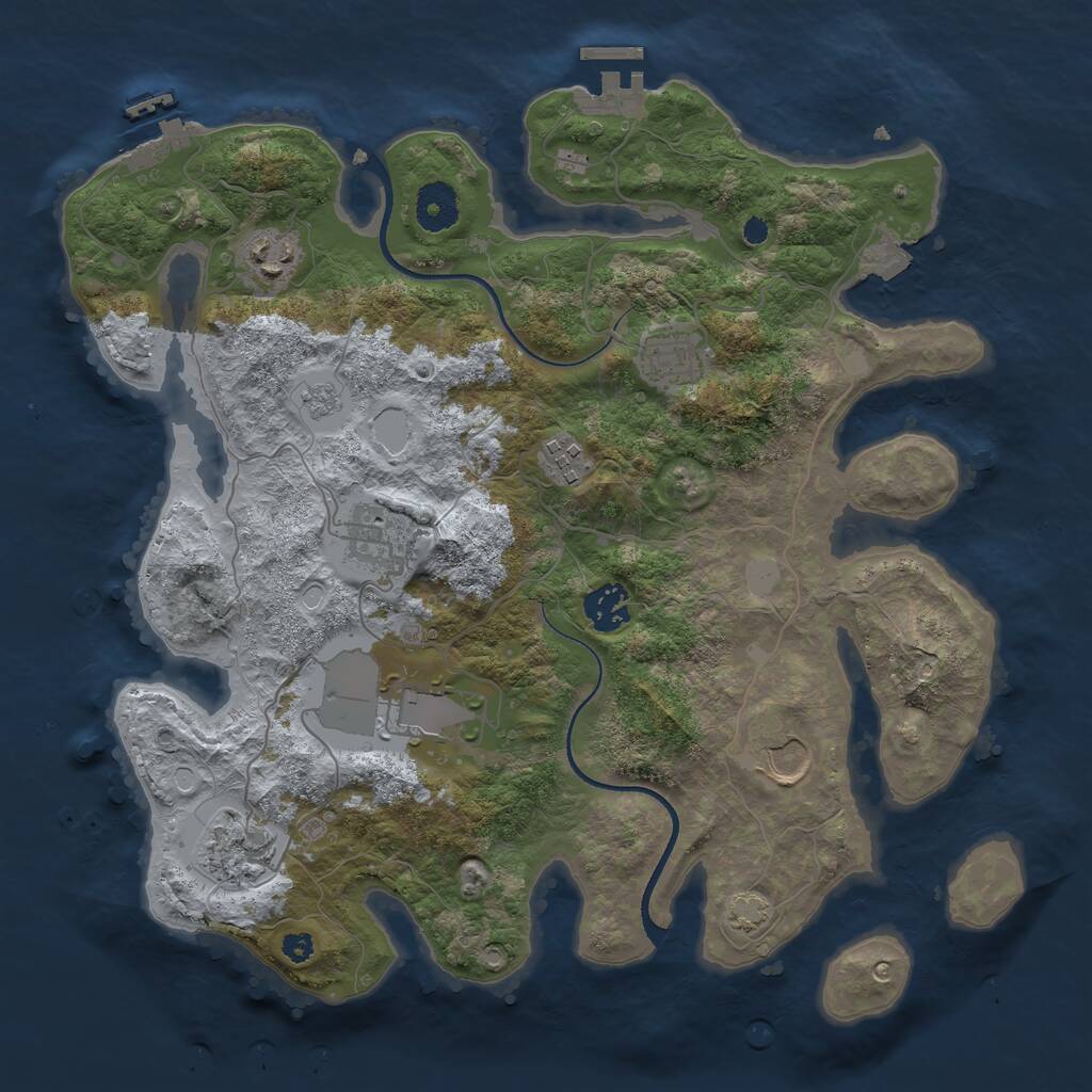 Rust Map: Procedural Map, Size: 3500, Seed: 778512634, 13 Monuments