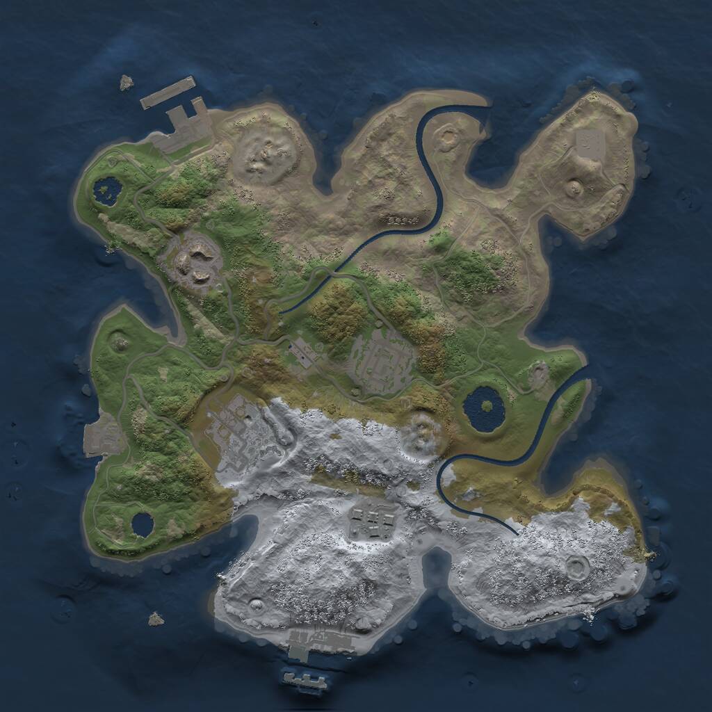 Rust Map: Procedural Map, Size: 2500, Seed: 986085809, 7 Monuments