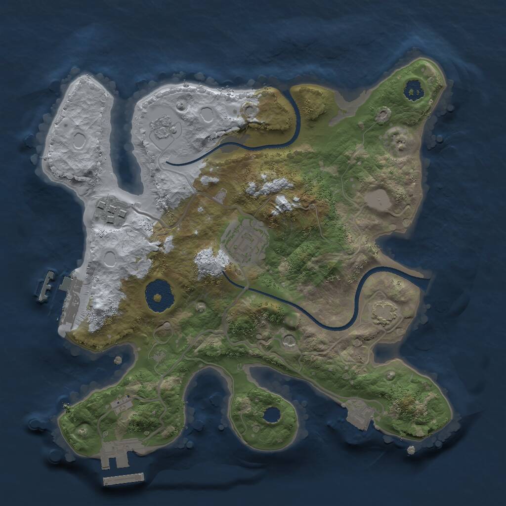 Rust Map: Procedural Map, Size: 2500, Seed: 816647519, 8 Monuments