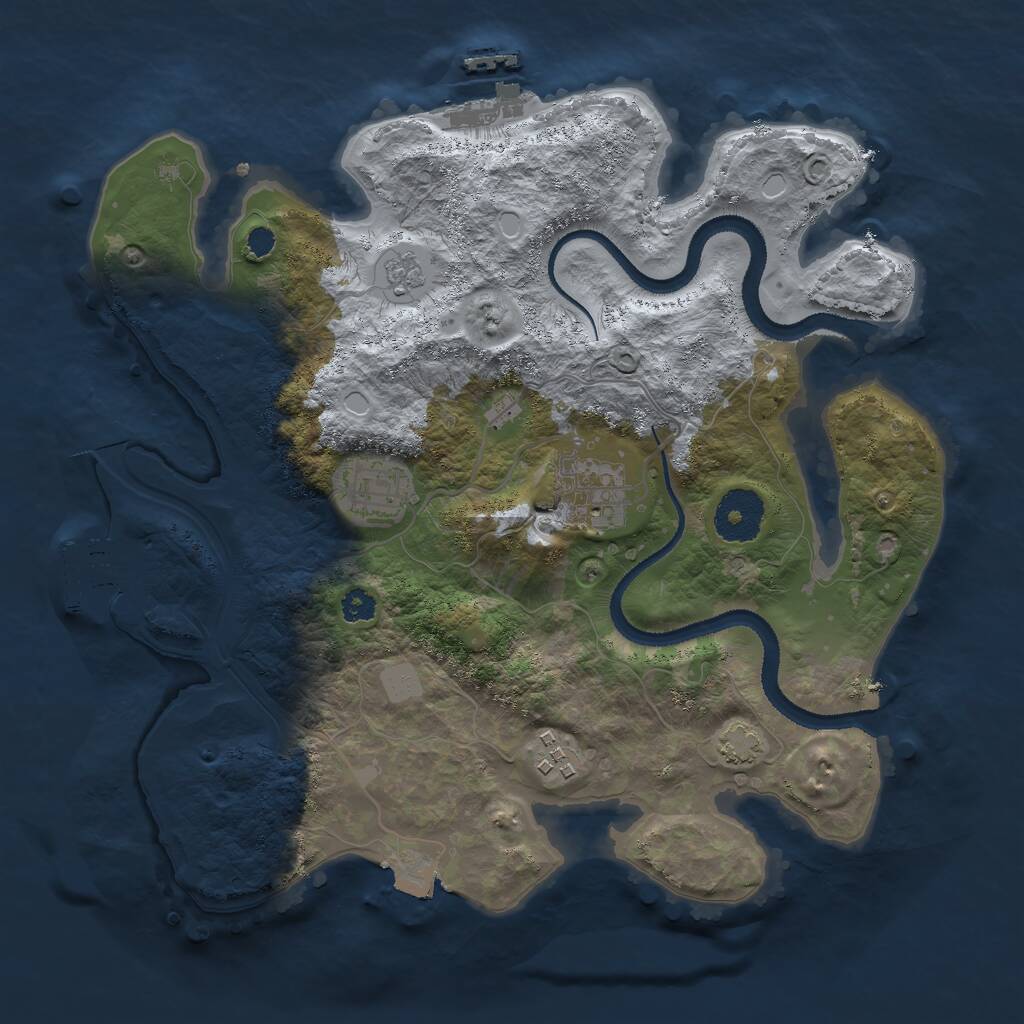 Rust Map: Procedural Map, Size: 3000, Seed: 1814064815, 8 Monuments