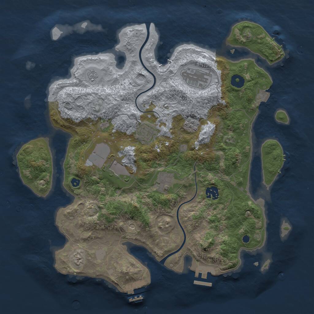 Rust Map: Procedural Map, Size: 3500, Seed: 86381256, 12 Monuments