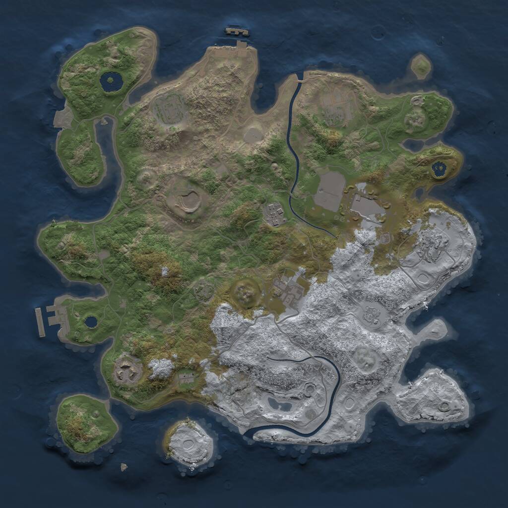 Rust Map: Procedural Map, Size: 3500, Seed: 1819816841, 13 Monuments