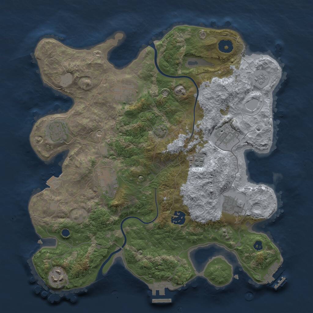 Rust Map: Procedural Map, Size: 3300, Seed: 555745642, 14 Monuments