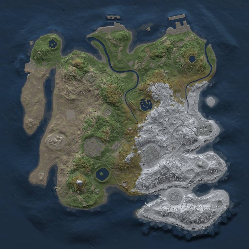 Rust Map: Procedural Map, Size: 3000, Seed: 1970241616, 10 Monuments