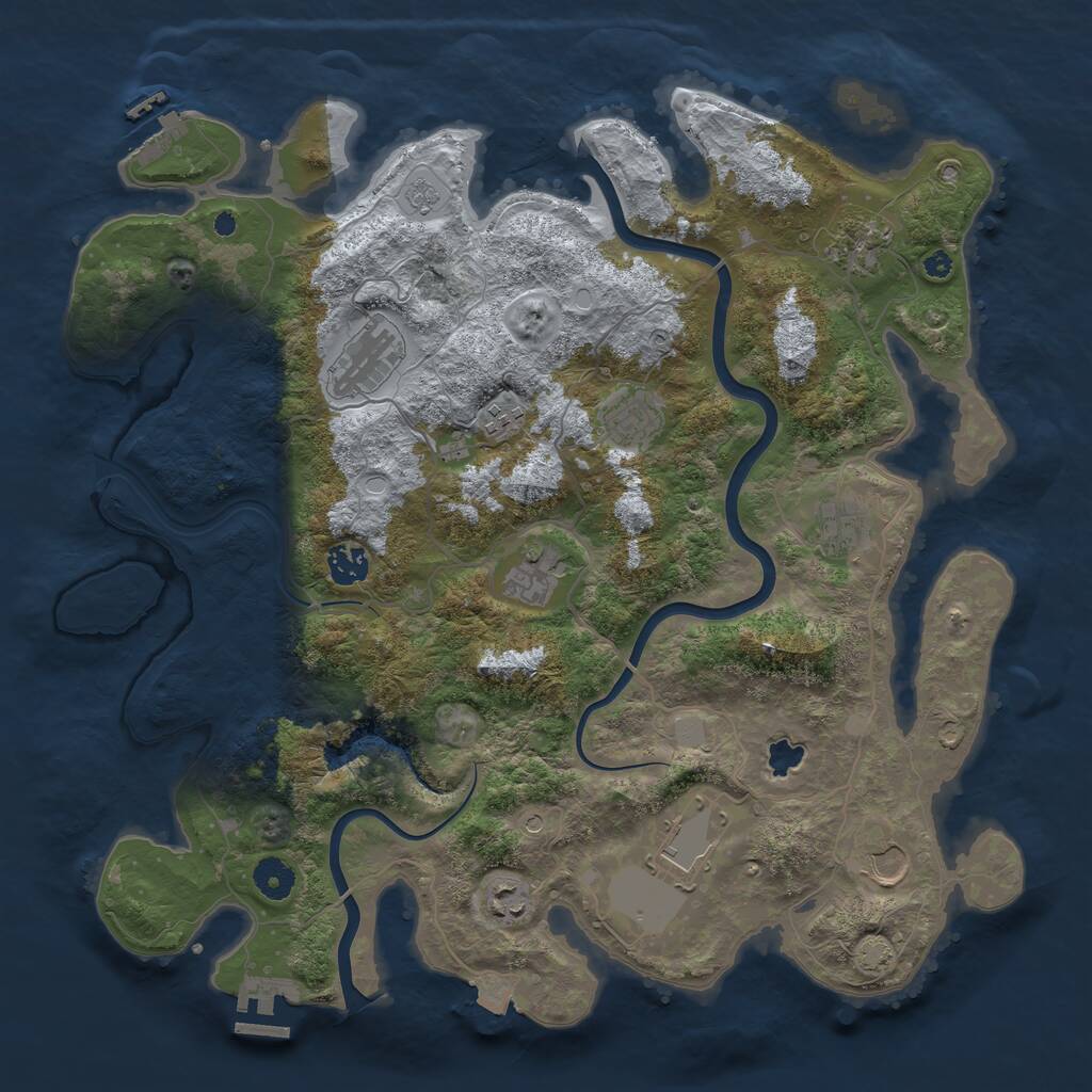 Rust Map: Procedural Map, Size: 4000, Seed: 12436732, 16 Monuments