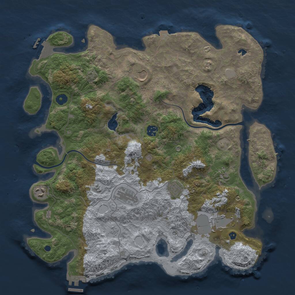 Rust Map: Procedural Map, Size: 4000, Seed: 643676547, 13 Monuments