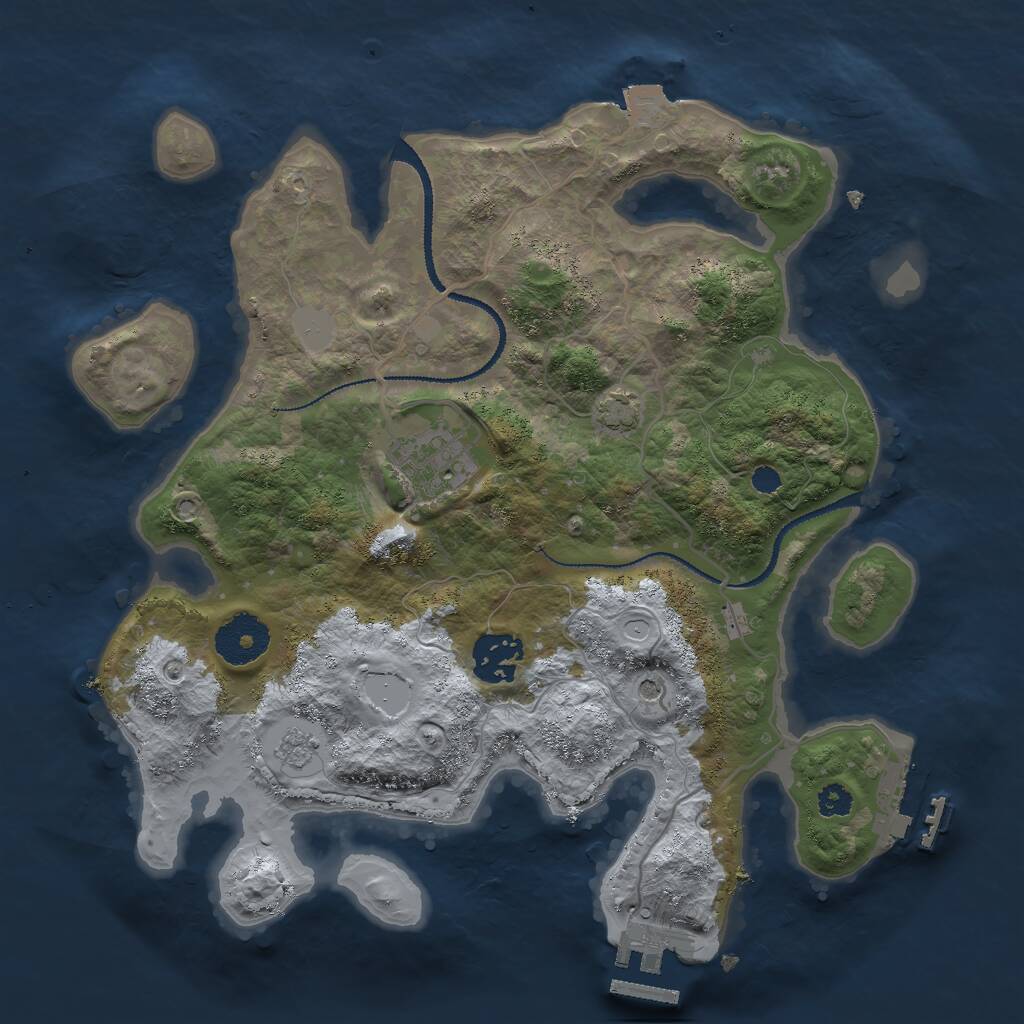 Rust Map: Procedural Map, Size: 3000, Seed: 663608257, 8 Monuments