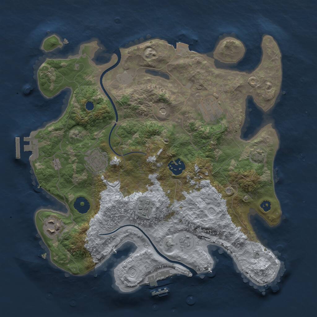 Rust Map: Procedural Map, Size: 3000, Seed: 57157, 11 Monuments