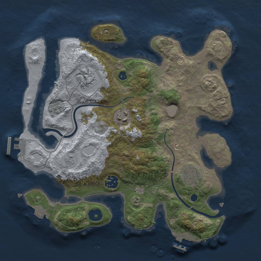 Rust Map: Procedural Map, Size: 3000, Seed: 375429713, 10 Monuments