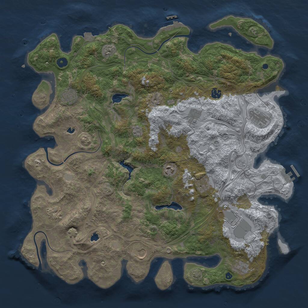 Rust Map: Procedural Map, Size: 4500, Seed: 1468106024, 17 Monuments