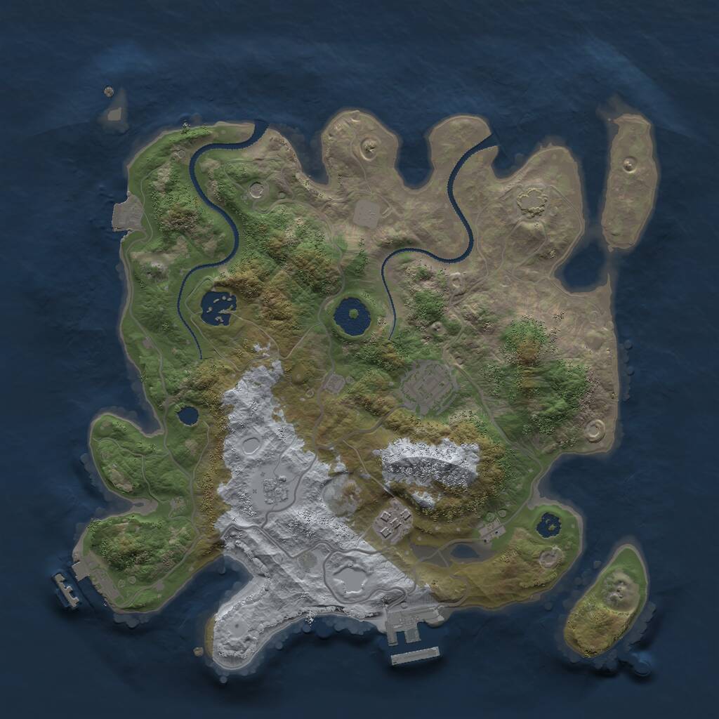 Rust Map: Procedural Map, Size: 3000, Seed: 16175, 9 Monuments