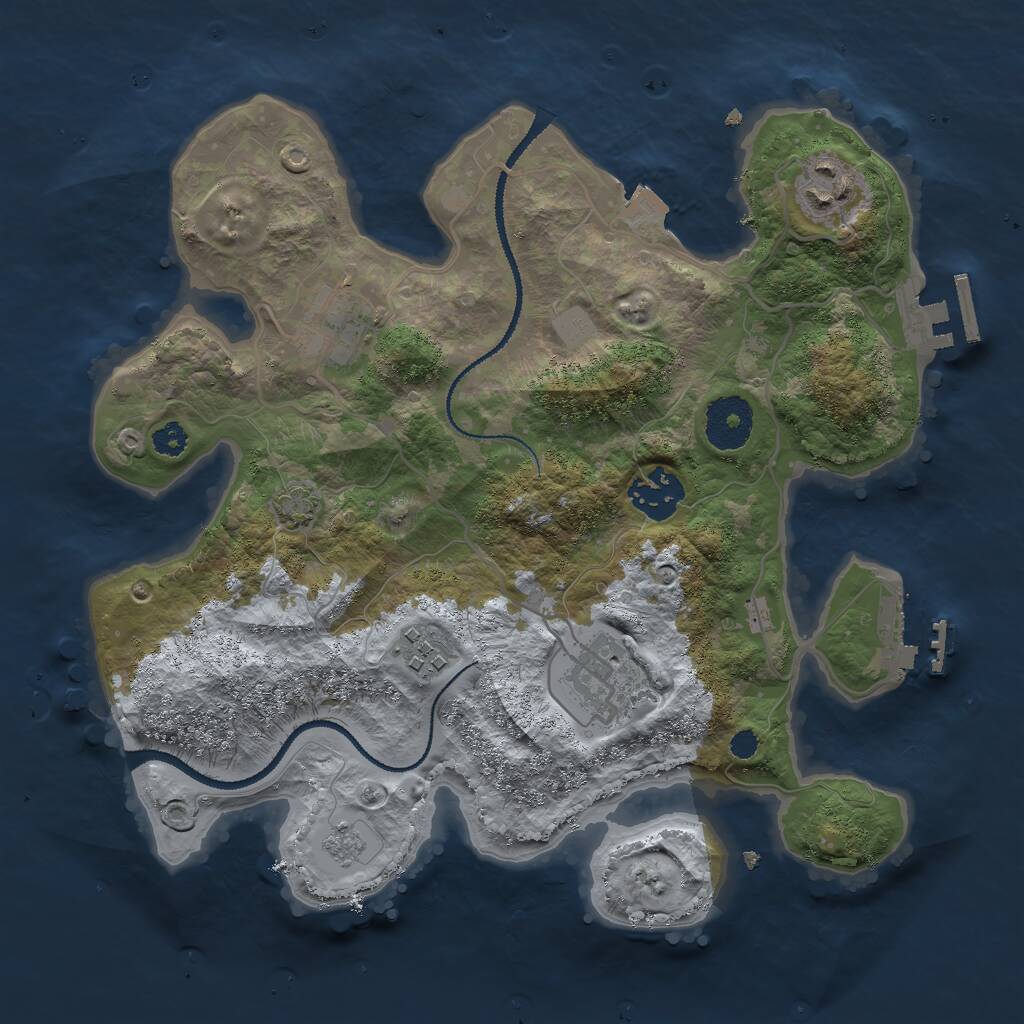 Rust Map: Procedural Map, Size: 3000, Seed: 5039124, 10 Monuments