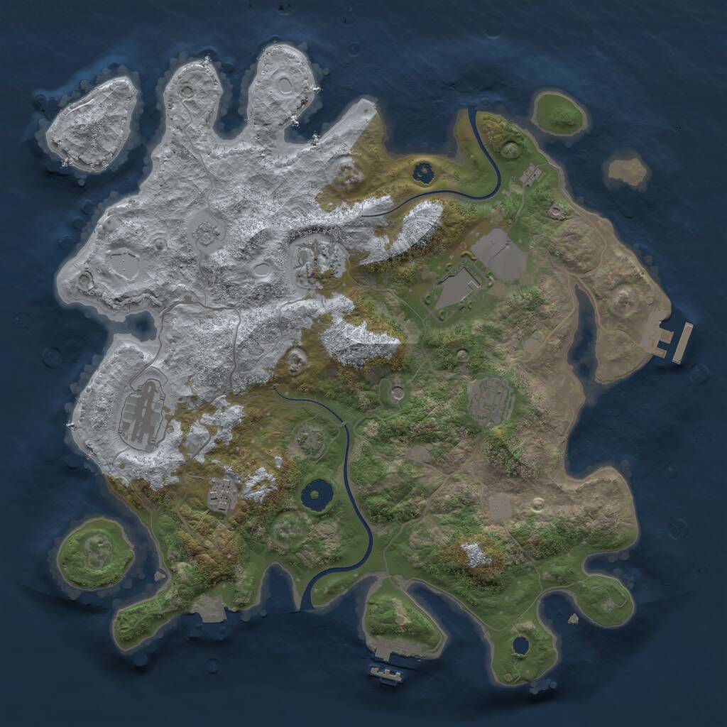 Rust Map: Procedural Map, Size: 3500, Seed: 2067101070, 11 Monuments