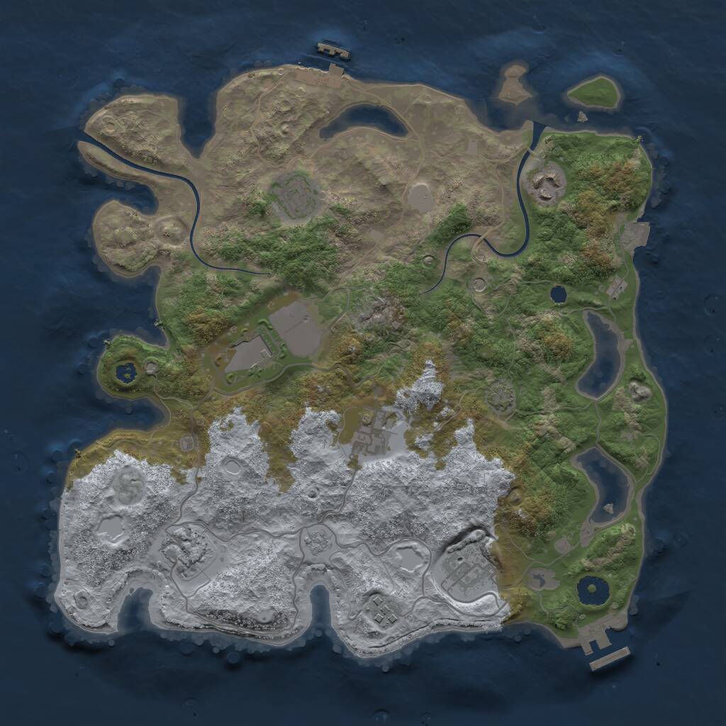 Rust Map: Procedural Map, Size: 3500, Seed: 1579261263, 13 Monuments