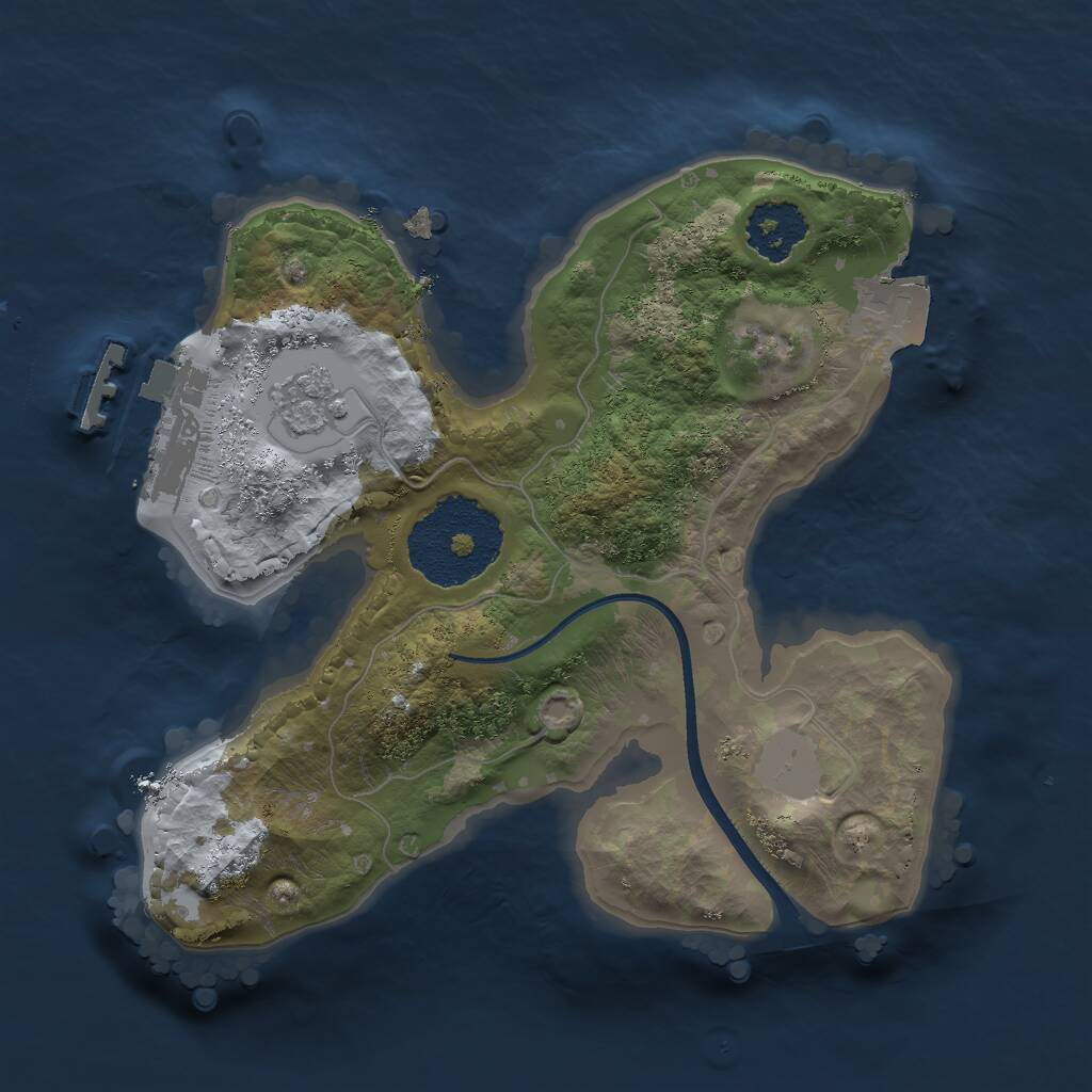 Rust Map: Procedural Map, Size: 1850, Seed: 5250, 3 Monuments