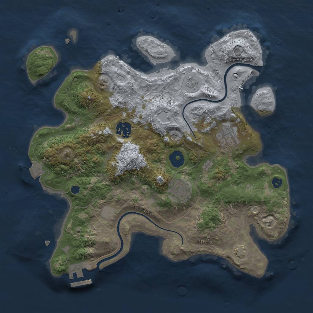 Rust Map: Procedural Map, Size: 3000, Seed: 21566, 8 Monuments