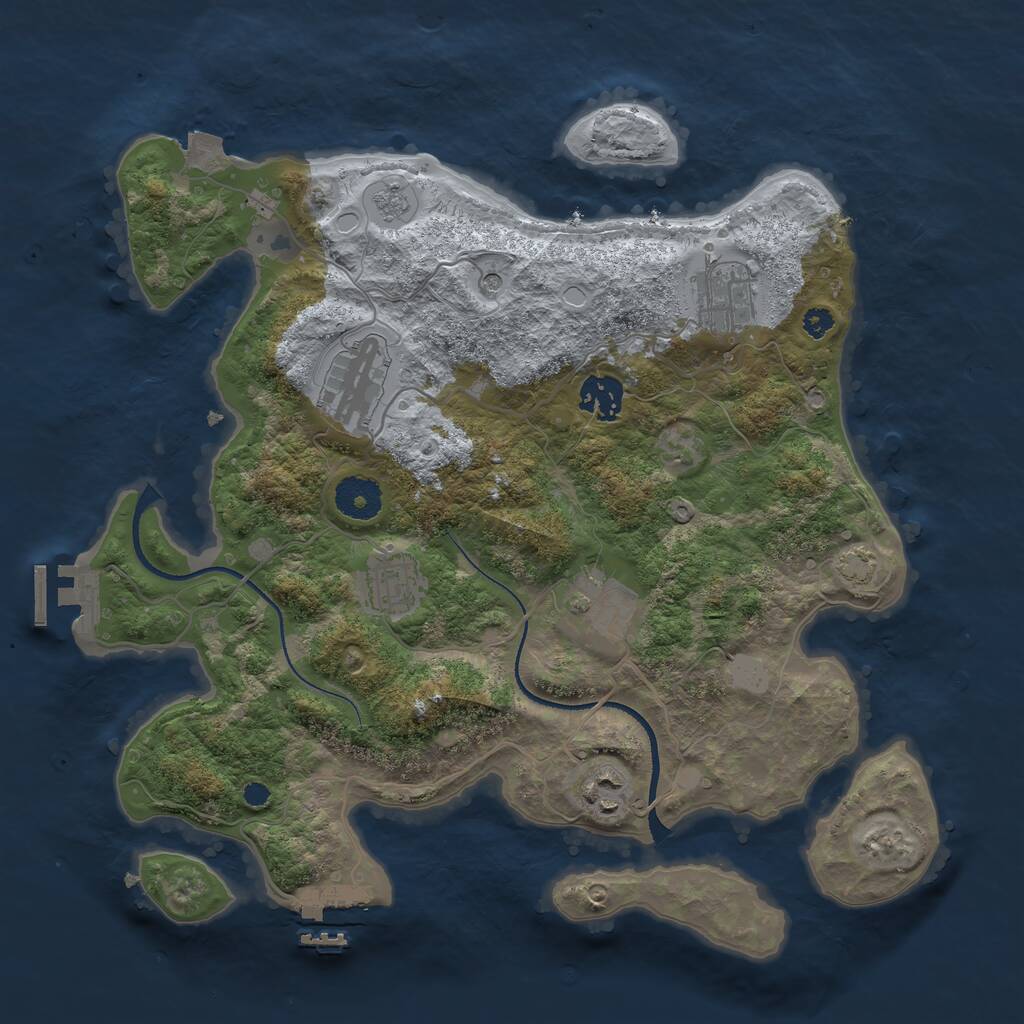 Rust Map: Procedural Map, Size: 3400, Seed: 1025248395, 12 Monuments