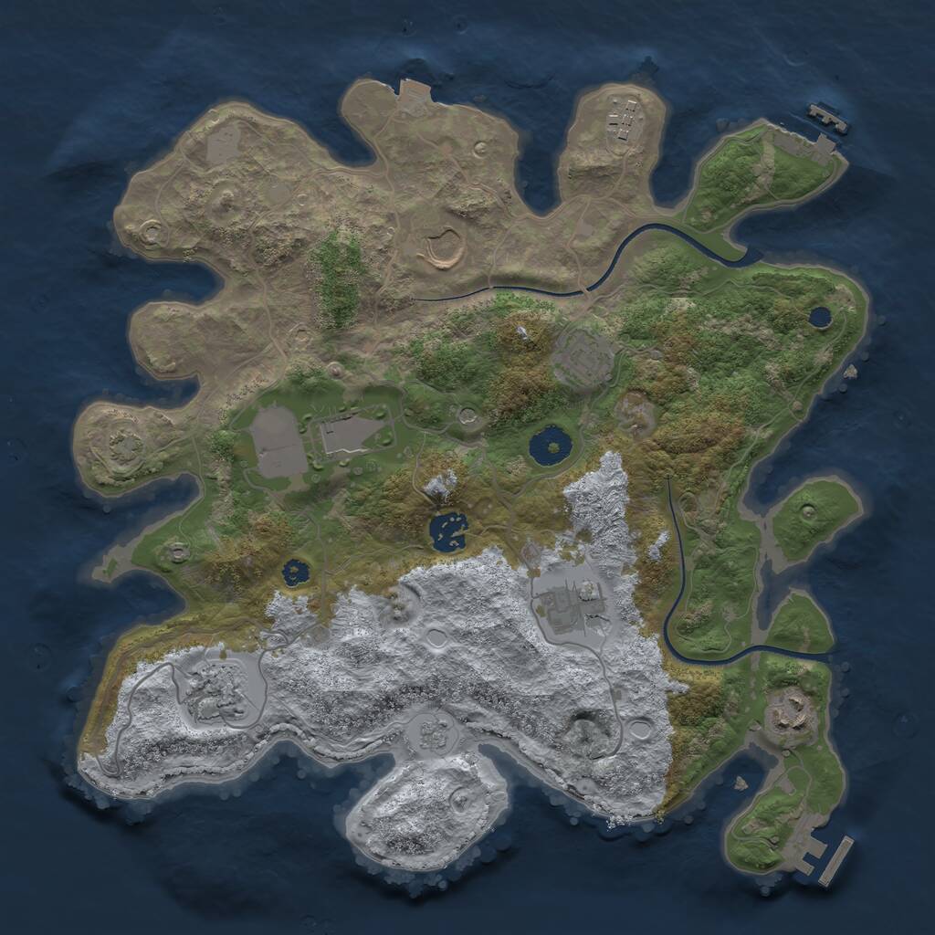 Rust Map: Procedural Map, Size: 3500, Seed: 975500760, 14 Monuments