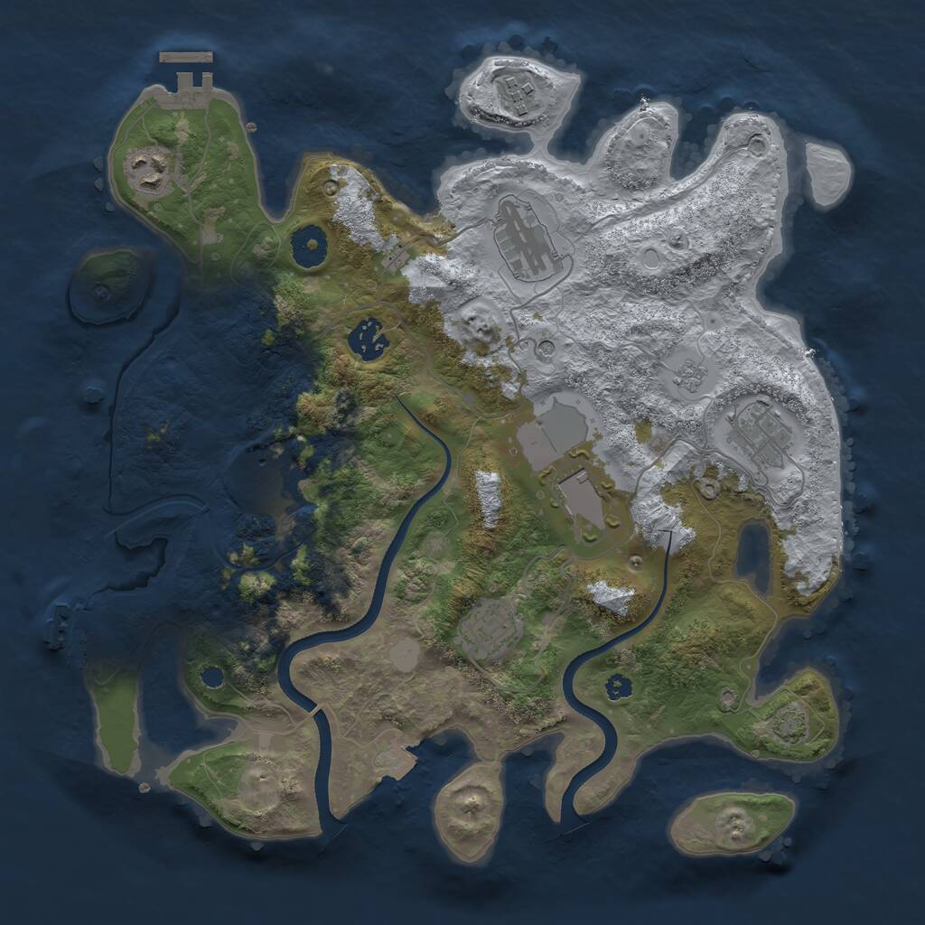 Rust Map: Procedural Map, Size: 3500, Seed: 50886778, 14 Monuments