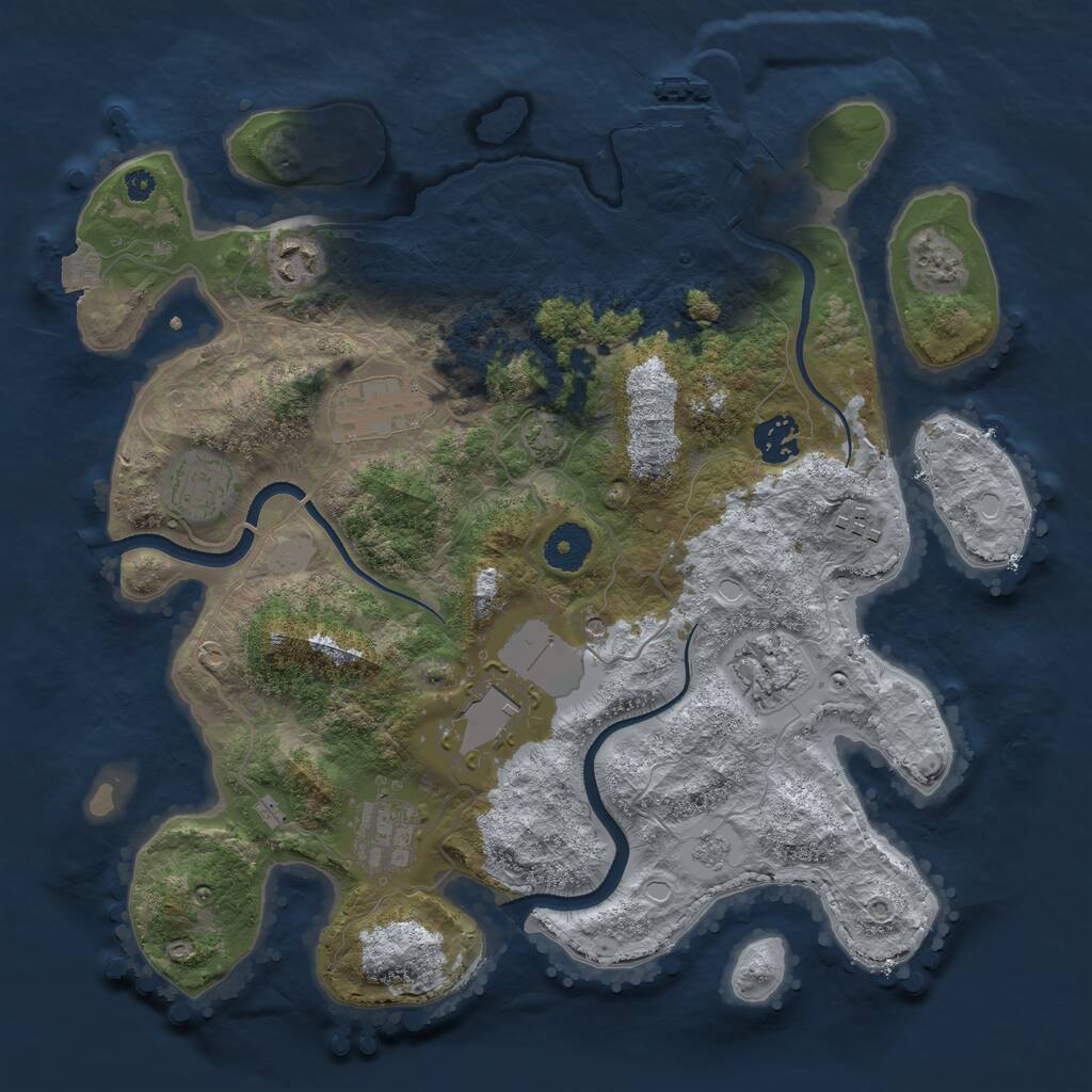 Rust Map: Procedural Map, Size: 3500, Seed: 20025, 13 Monuments