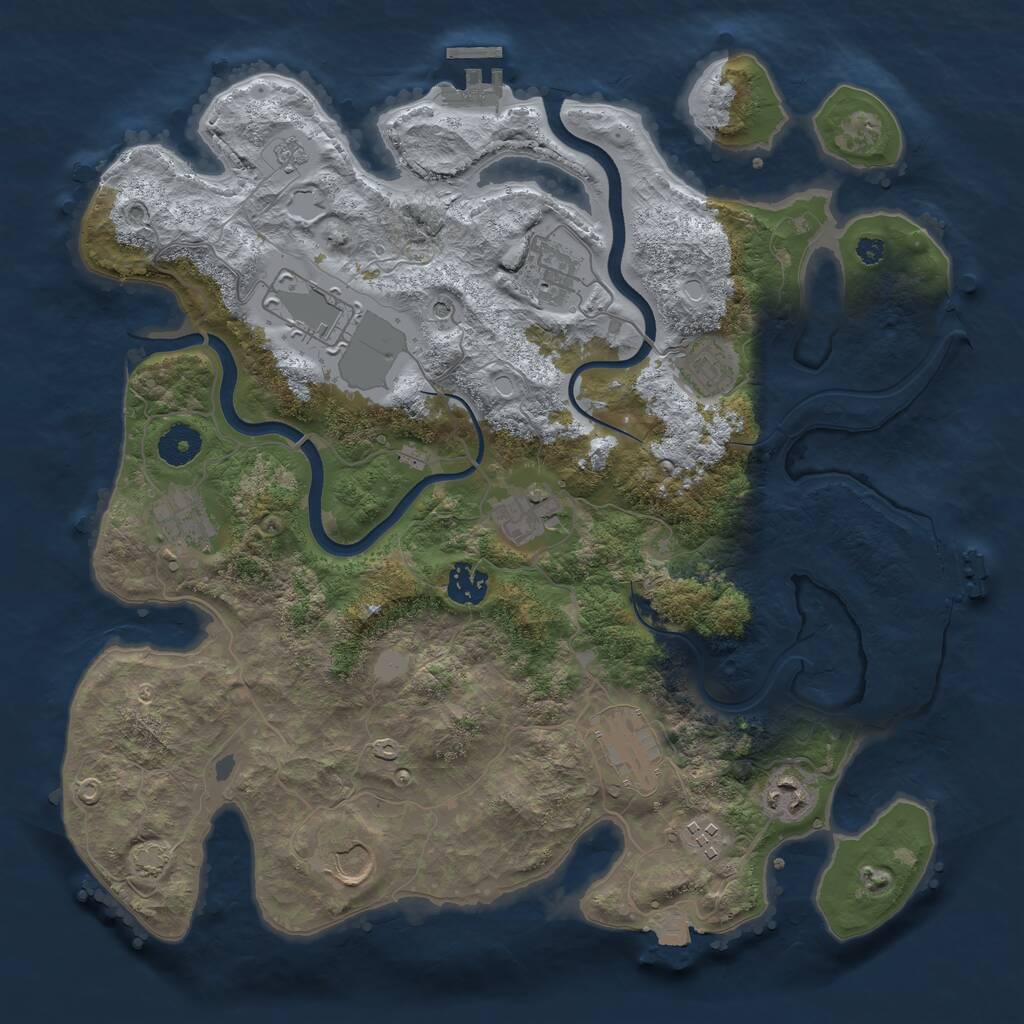 Rust Map: Procedural Map, Size: 3700, Seed: 535523539, 16 Monuments