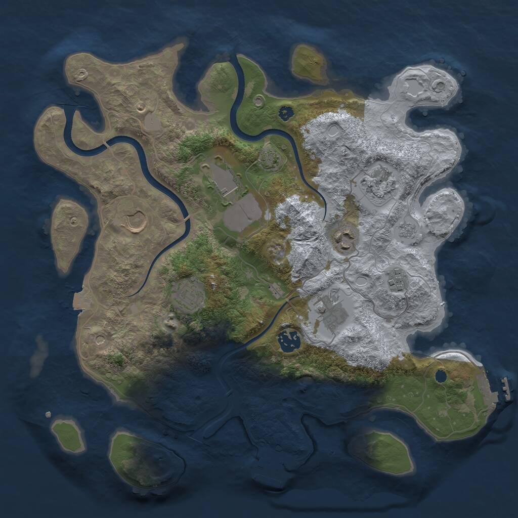 Rust Map: Procedural Map, Size: 3500, Seed: 39625870, 14 Monuments