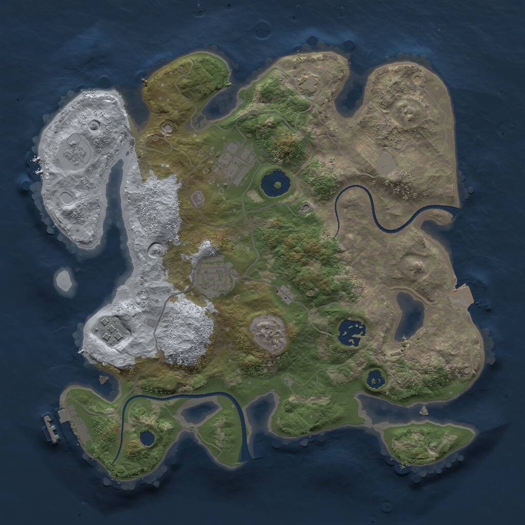 Rust Map: Procedural Map, Size: 2900, Seed: 1909832433, 8 Monuments