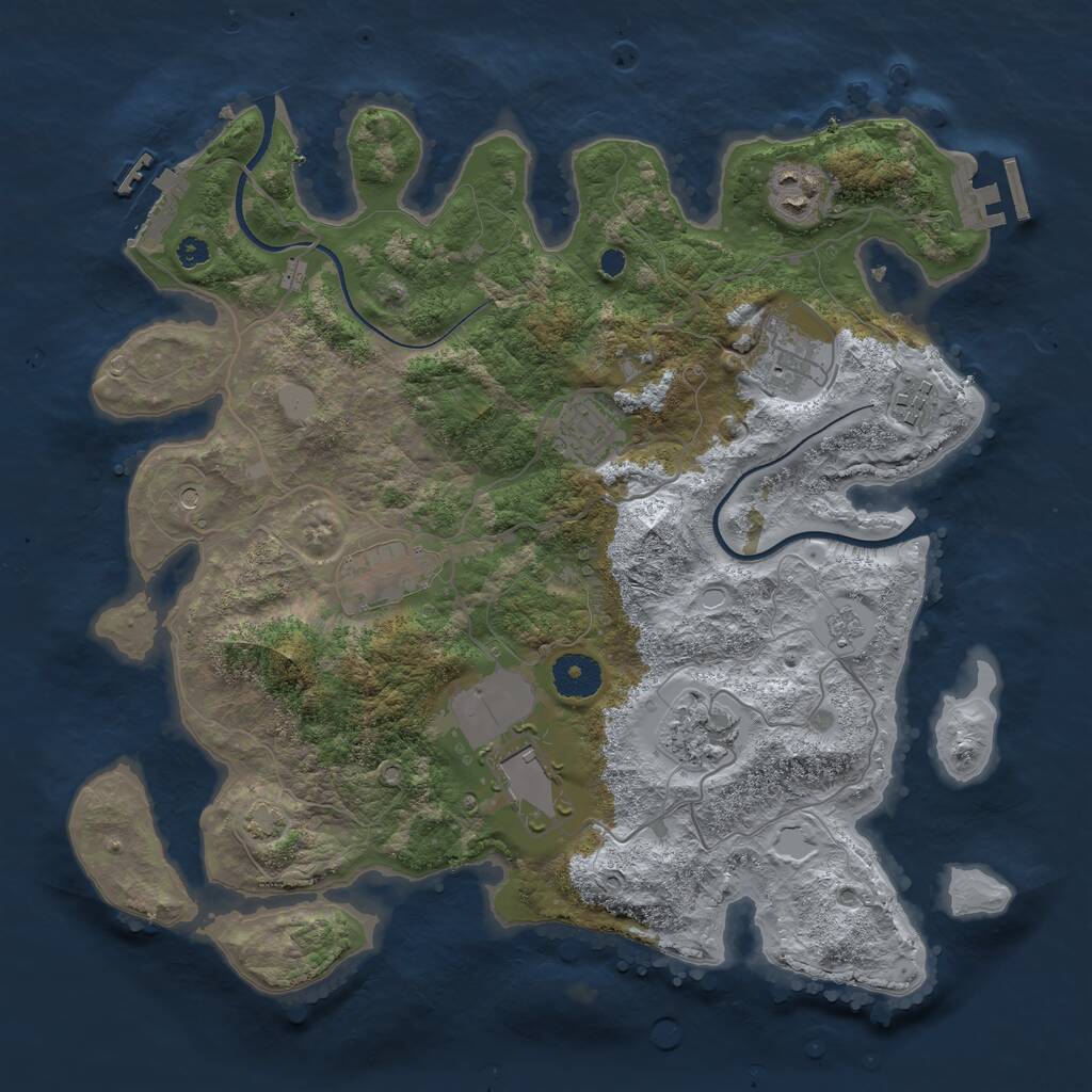 Rust Map: Procedural Map, Size: 3500, Seed: 2086055049, 13 Monuments