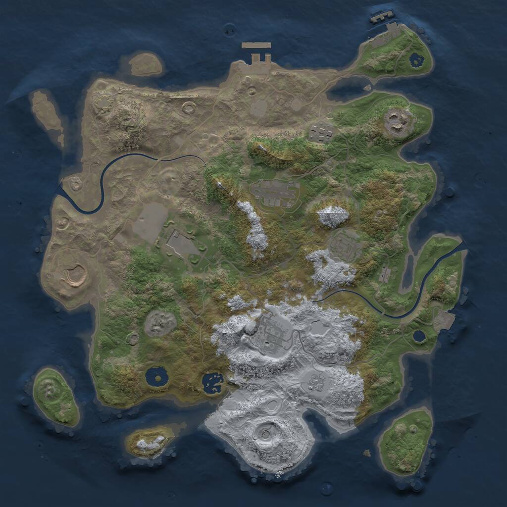 Rust Map: Procedural Map, Size: 3500, Seed: 197379889, 14 Monuments
