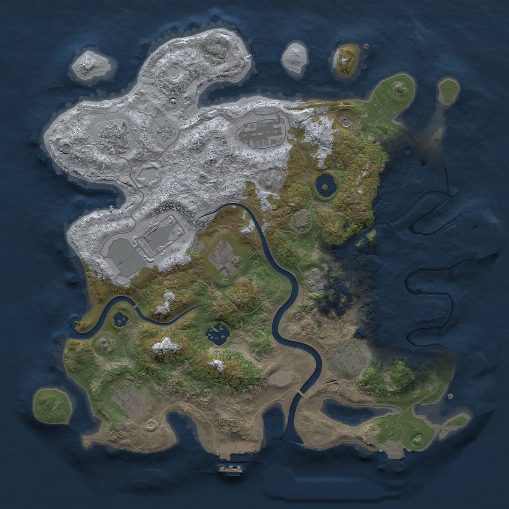 Rust Map: Procedural Map, Size: 3500, Seed: 789325, 14 Monuments