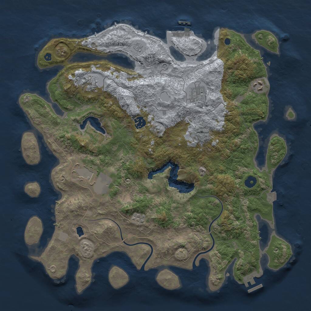 Rust Map: Procedural Map, Size: 4000, Seed: 2129509374, 12 Monuments