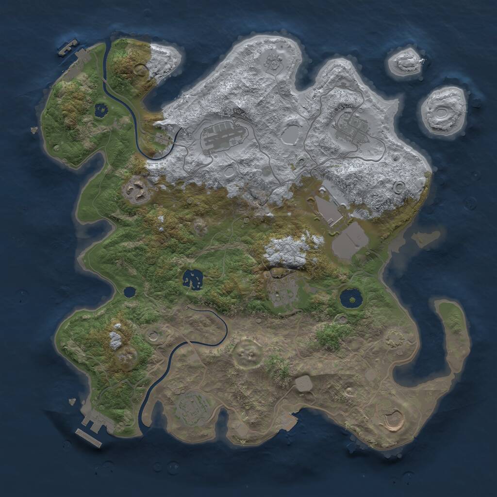 Rust Map: Procedural Map, Size: 3500, Seed: 1296491726, 14 Monuments