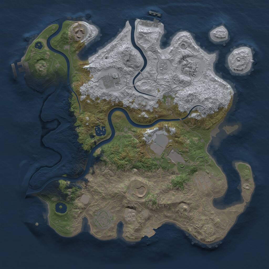 Rust Map: Procedural Map, Size: 3500, Seed: 1296491726, 14 Monuments