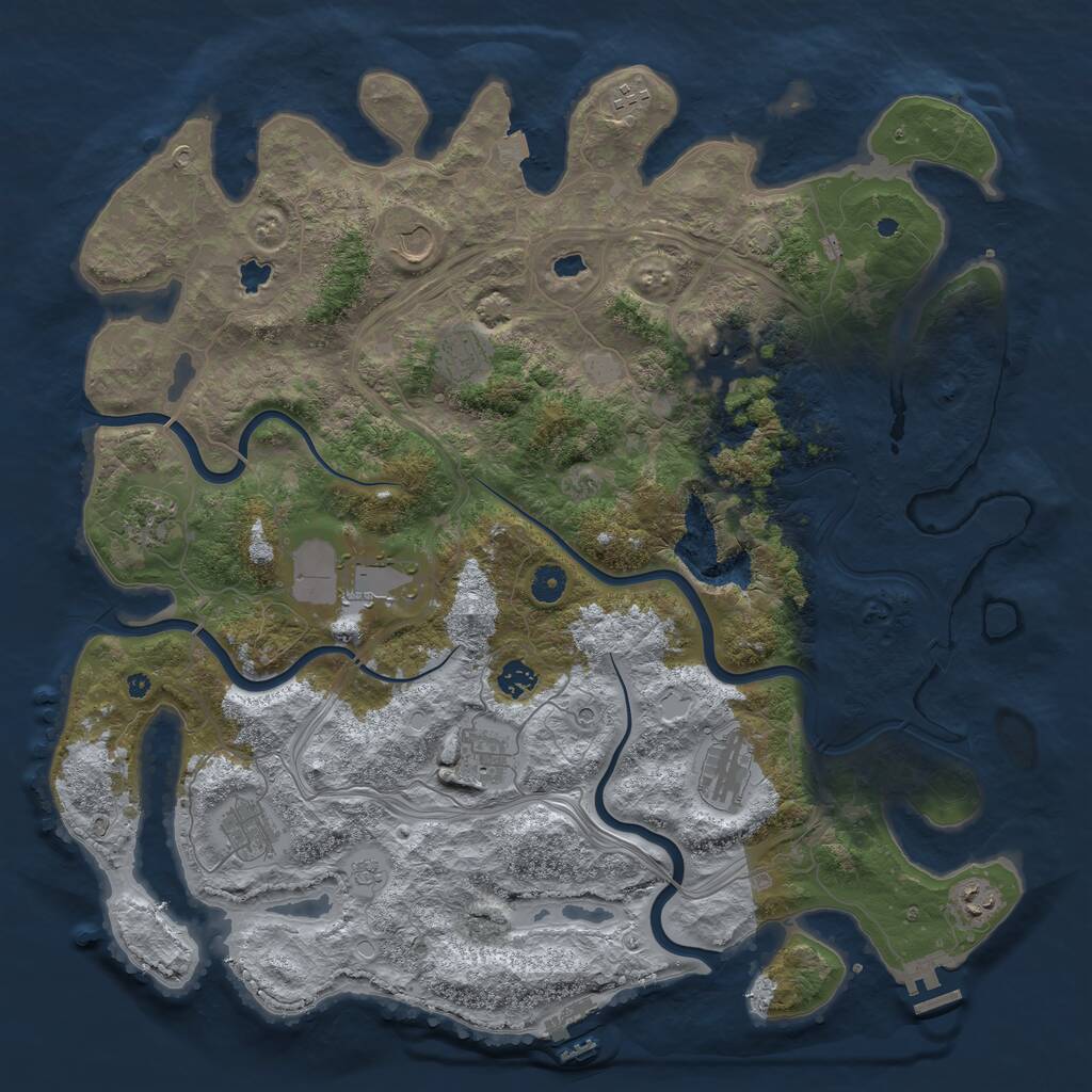 Rust Map: Procedural Map, Size: 4500, Seed: 1401425182, 17 Monuments