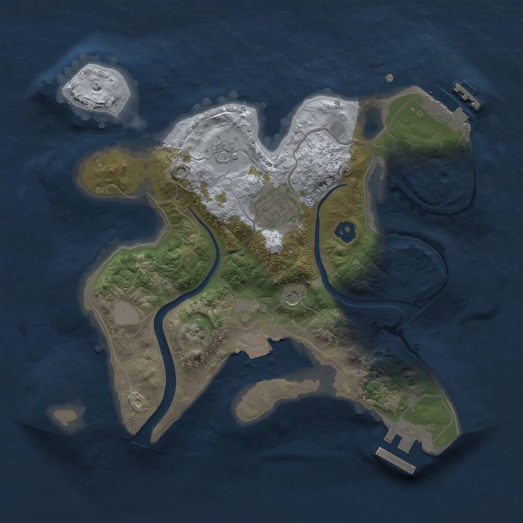 Rust Map: Procedural Map, Size: 2500, Seed: 733351138, 6 Monuments