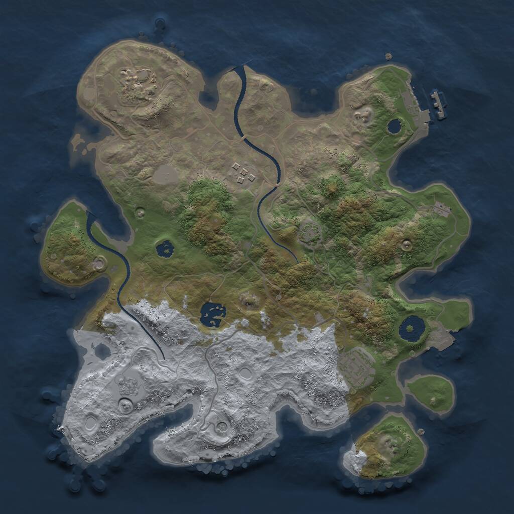 Rust Map: Procedural Map, Size: 3000, Seed: 2115811540, 9 Monuments