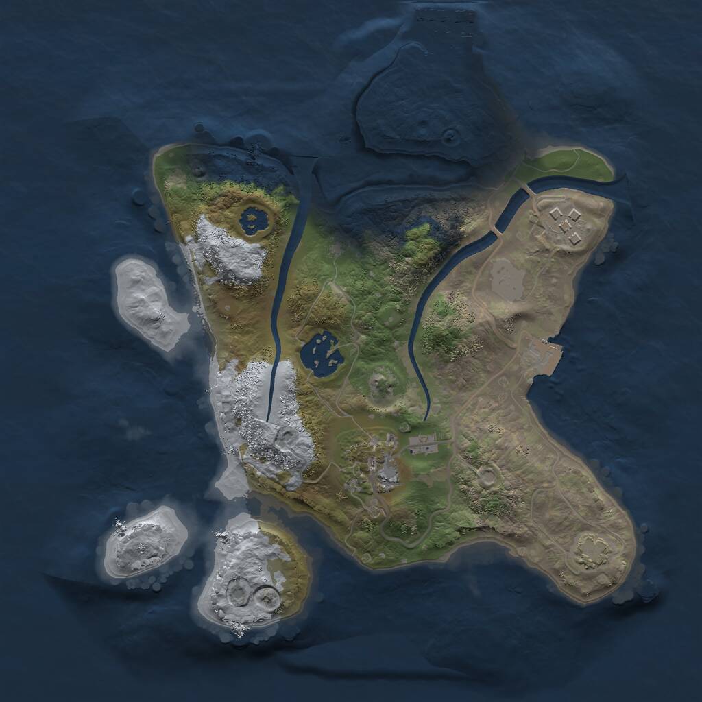 Rust Map: Procedural Map, Size: 2500, Seed: 76874, 6 Monuments