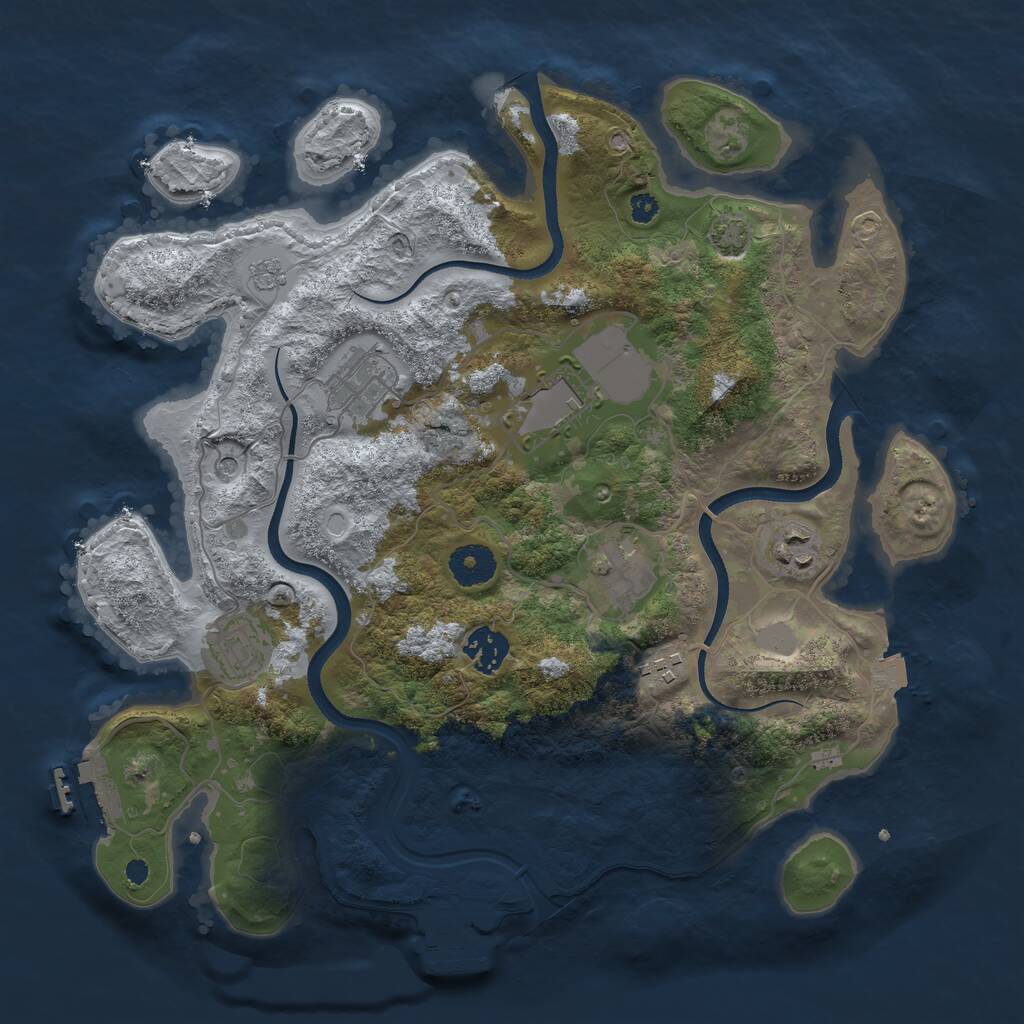 Rust Map: Procedural Map, Size: 3500, Seed: 125674, 13 Monuments