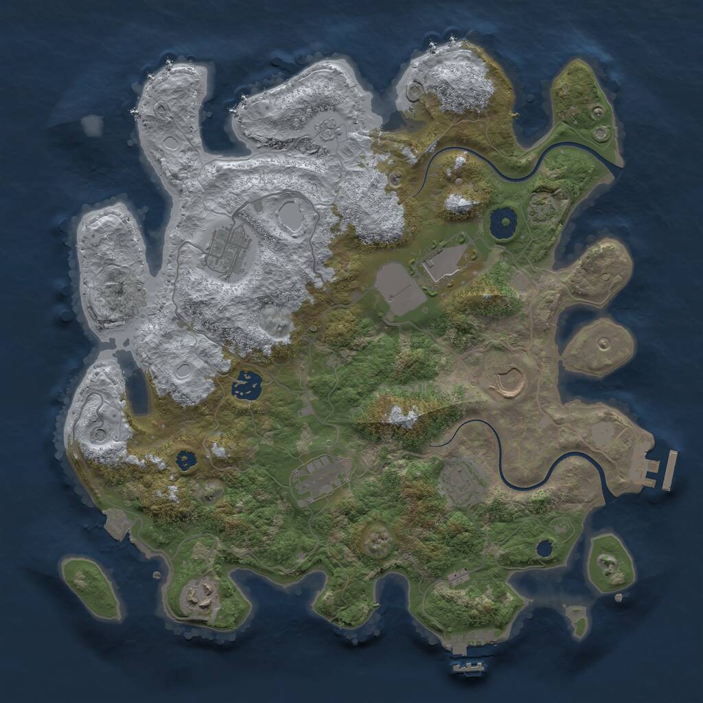 Rust Map: Procedural Map, Size: 3501, Seed: 1803200404, 13 Monuments