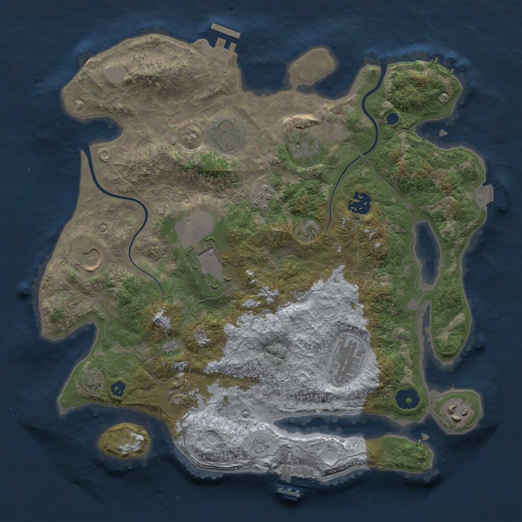 Rust Map: Procedural Map, Size: 3500, Seed: 865925046, 15 Monuments