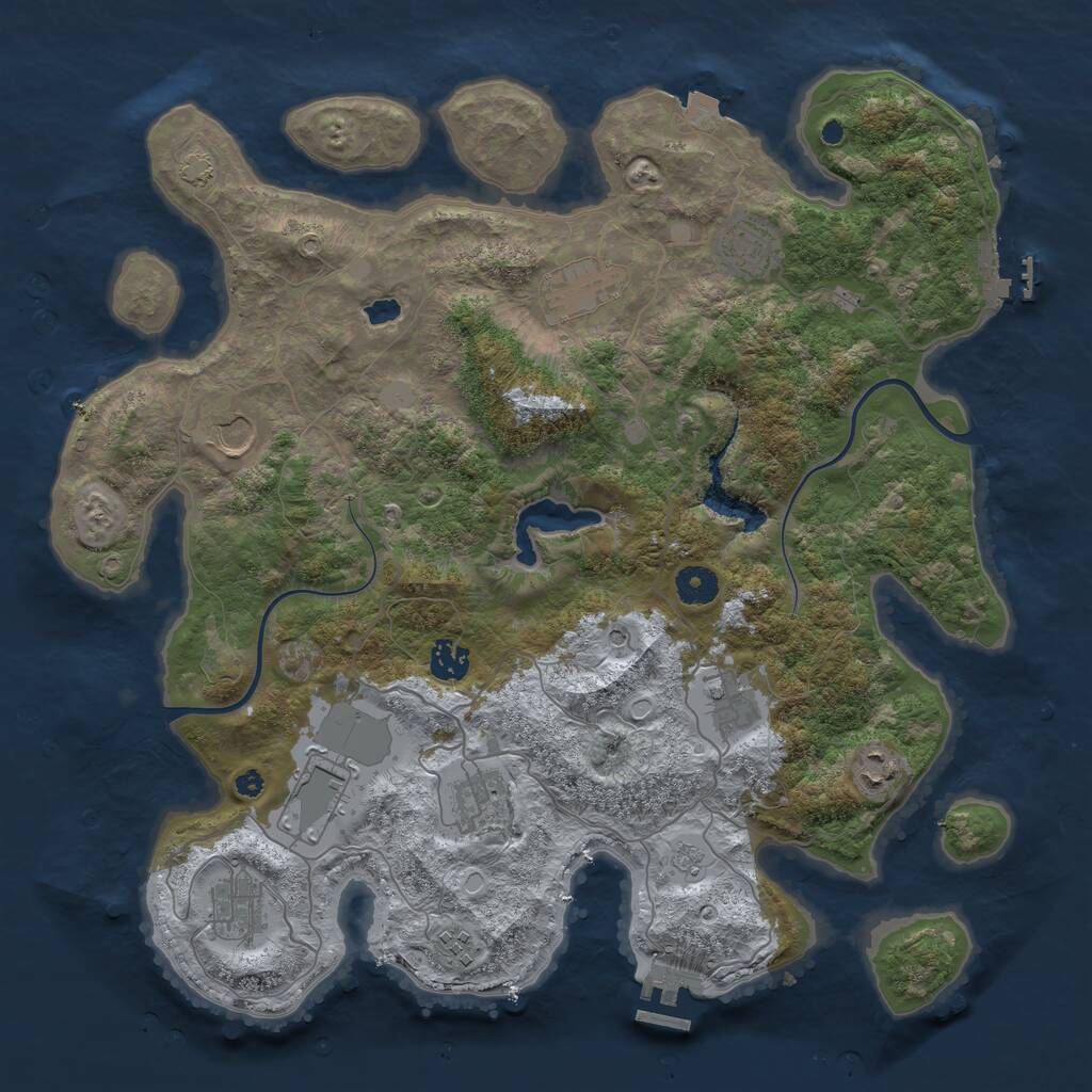 Rust Map: Procedural Map, Size: 4000, Seed: 1213157009, 16 Monuments