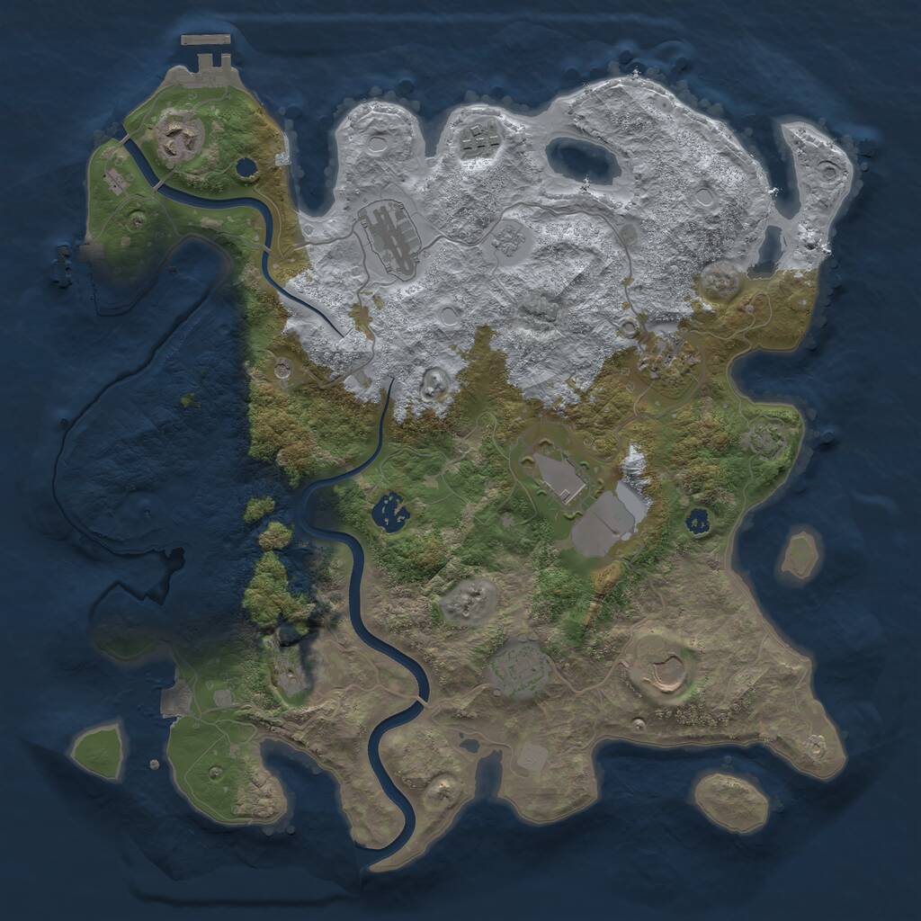 Rust Map: Procedural Map, Size: 3750, Seed: 942475561, 15 Monuments
