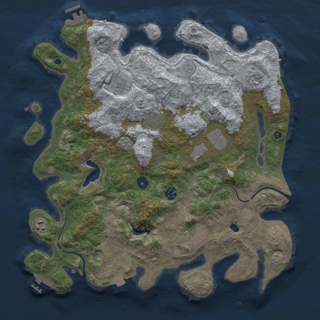Rust Map: Procedural Map, Size: 4000, Seed: 243152334, 14 Monuments