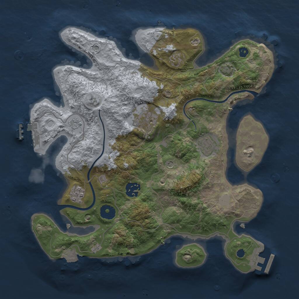 Rust Map: Procedural Map, Size: 3000, Seed: 92522, 10 Monuments