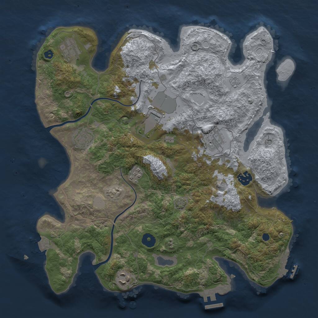 Rust Map: Procedural Map, Size: 3500, Seed: 23662, 13 Monuments