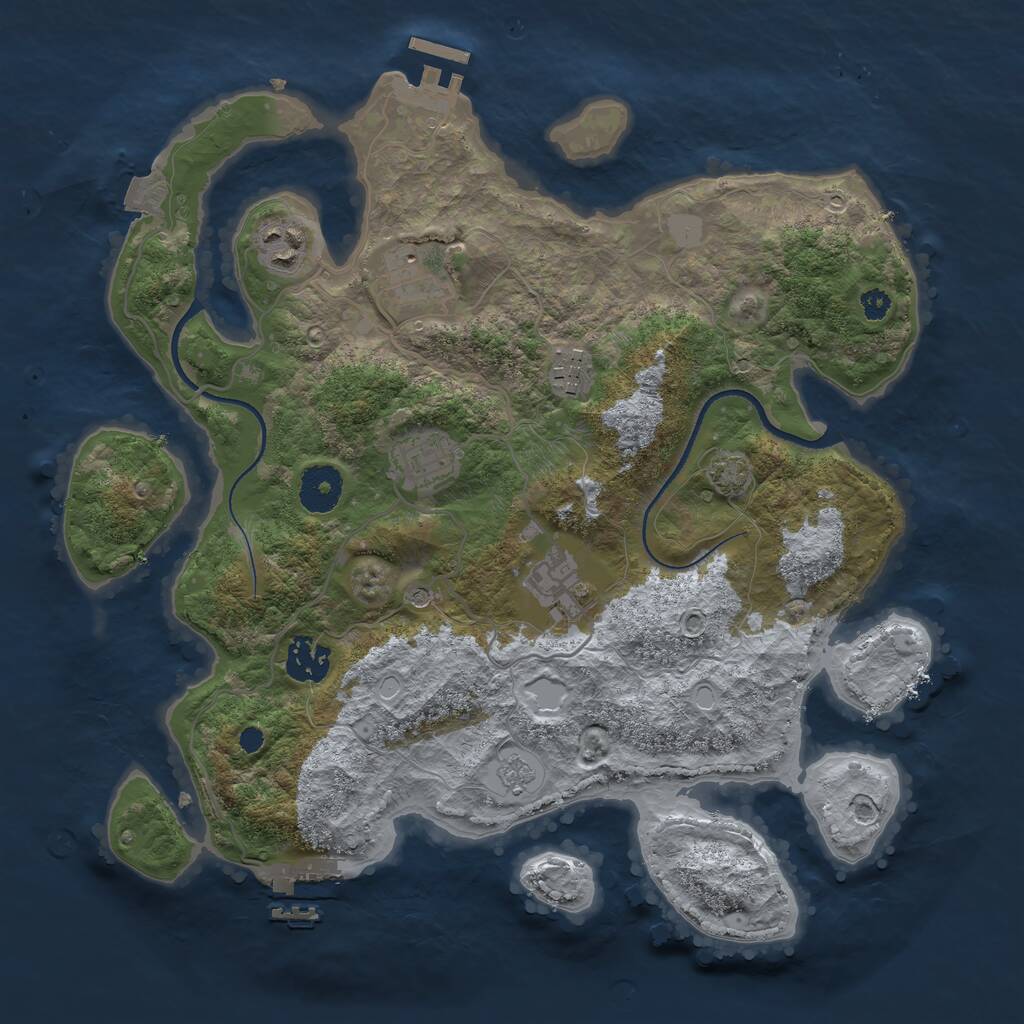 Rust Map: Procedural Map, Size: 3375, Seed: 69185, 12 Monuments