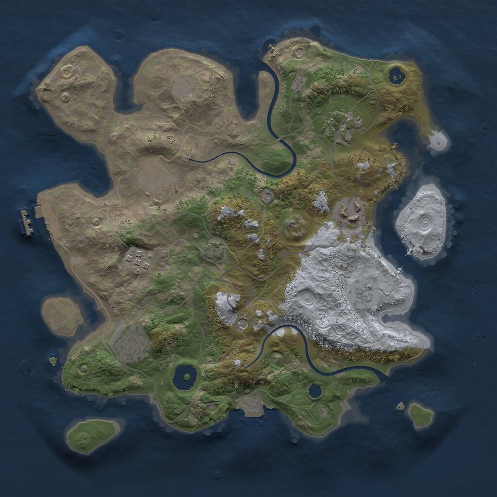 Rust Map: Procedural Map, Size: 3000, Seed: 905585492, 10 Monuments