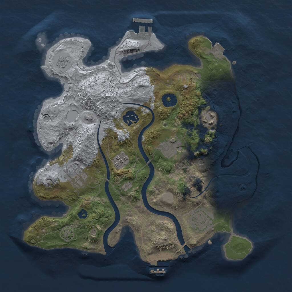 Rust Map: Procedural Map, Size: 3000, Seed: 3915, 12 Monuments