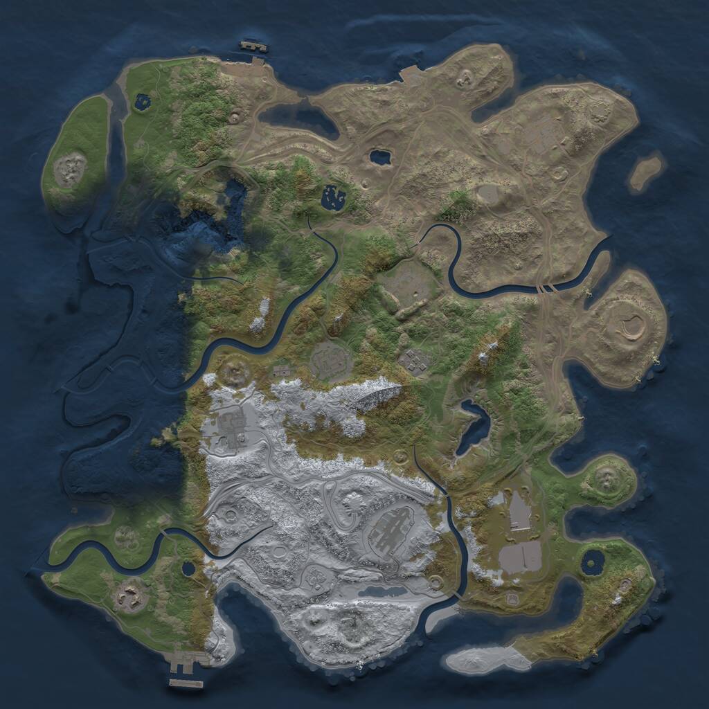 Rust Map: Procedural Map, Size: 4250, Seed: 123525, 16 Monuments