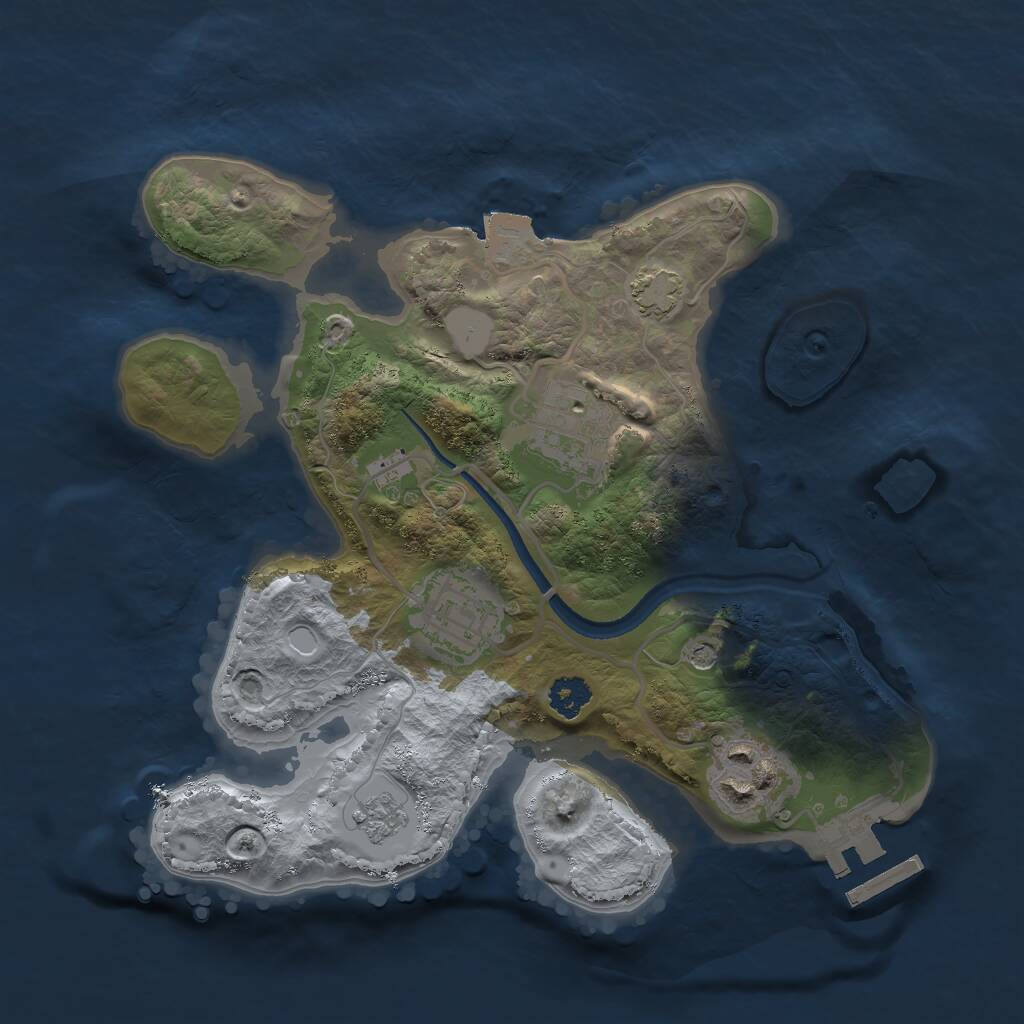 Rust Map: Procedural Map, Size: 2500, Seed: 9876543, 8 Monuments